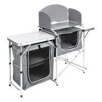 Campingschrank Faltbar Mit Windschutz, Grau, B: 146cm - Silberfarben/Weiß, Basics, Textil/Metall (146/80/46cm)