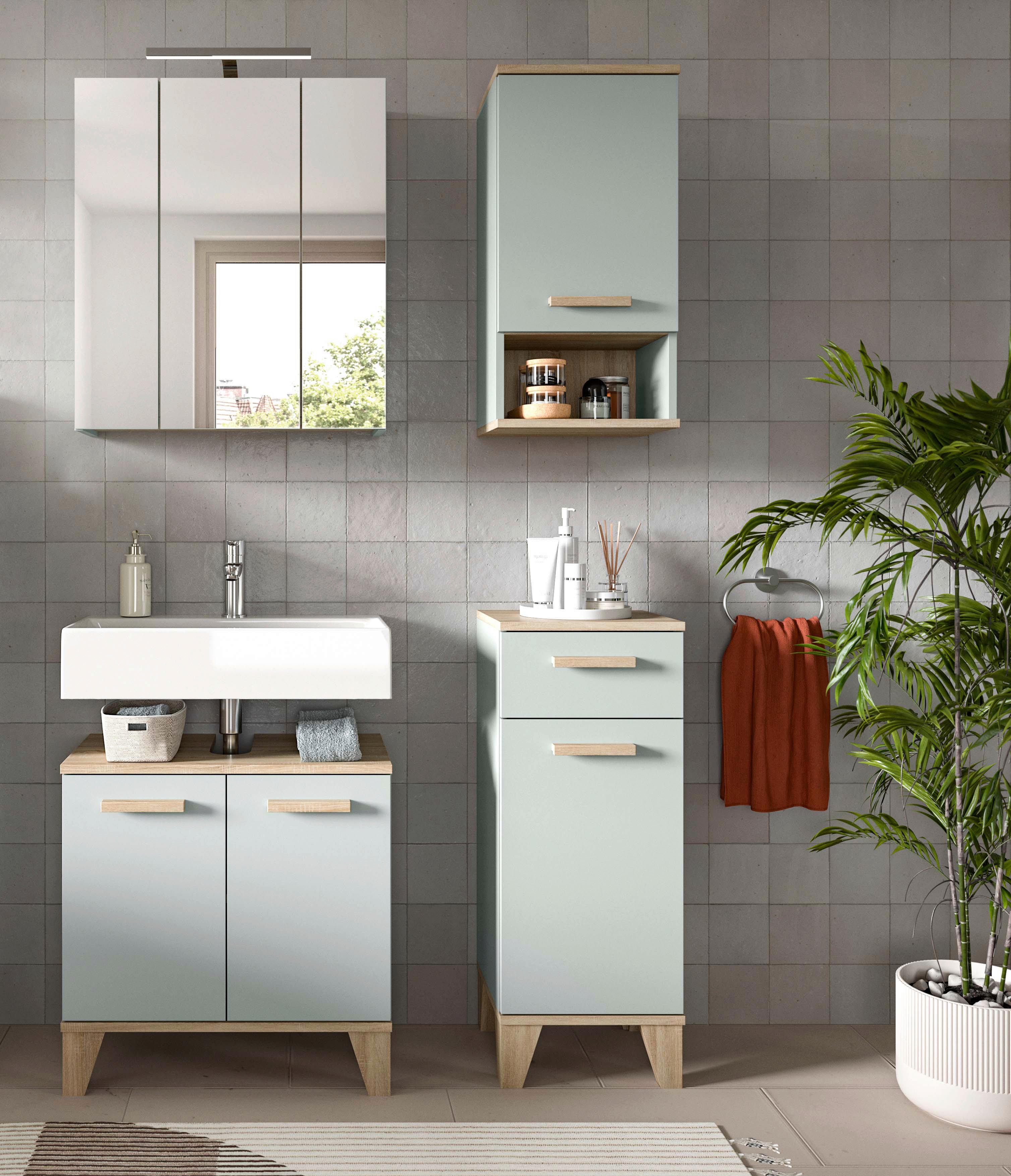 Badezimmer Kojak Graugrün/eiche - Eiche San Remo/Graugrün, MODERN, Holzwerkstoff (94cm) - MID.YOU