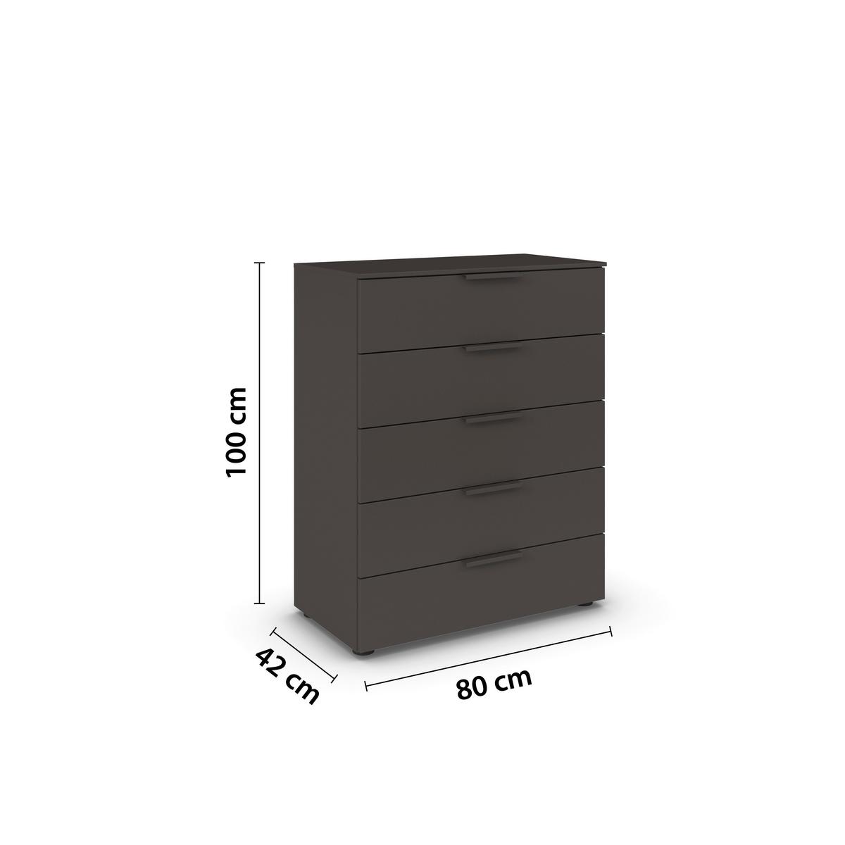 Kommode 80 Cm Flipp Graphitfarben - Schwarz/Graphitfarben, MODERN, Holzwerkstoff (80/100/42cm) - Rauch Möbel