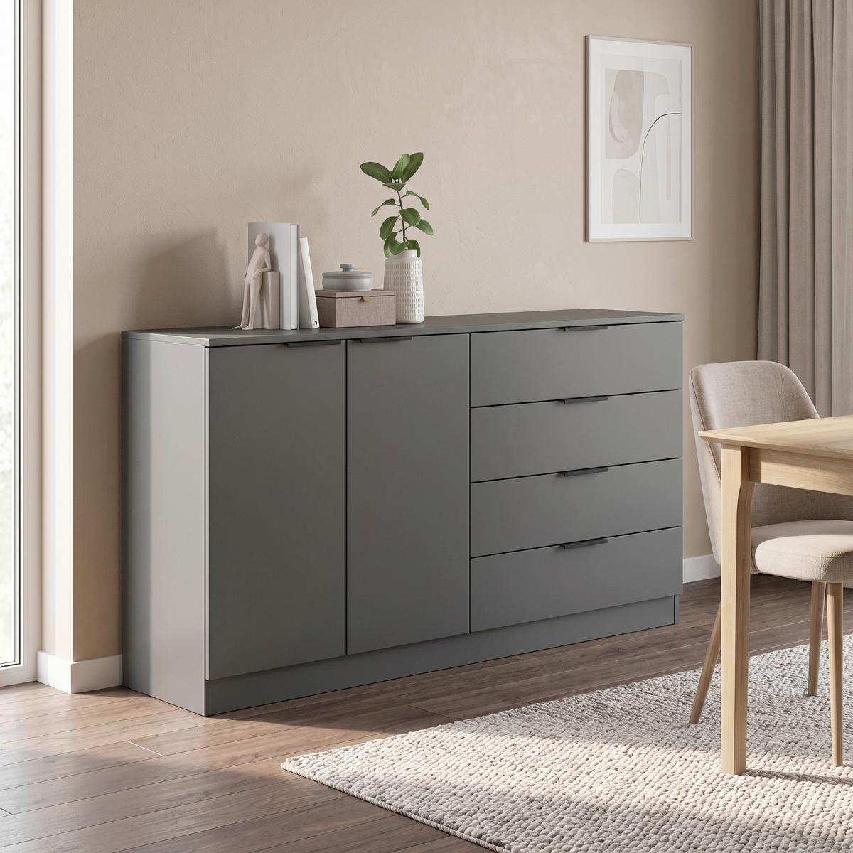 Tálalószekrény Kopenhagen - antracit, Design, faalapú anyag (148/80/35cm) - Livetastic