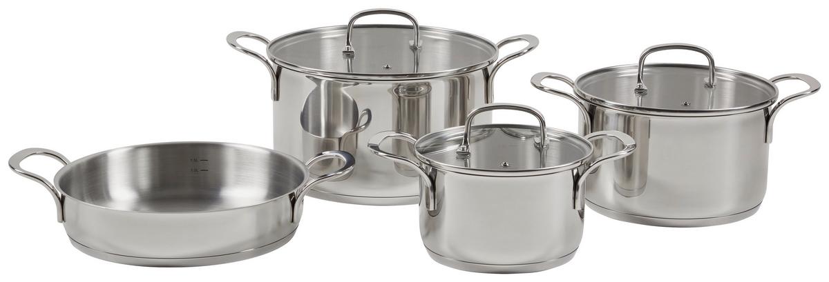 Kochtopfset Hedwig - Klar/Edelstahlfarben, MODERN, Glas/Metall - James Wood