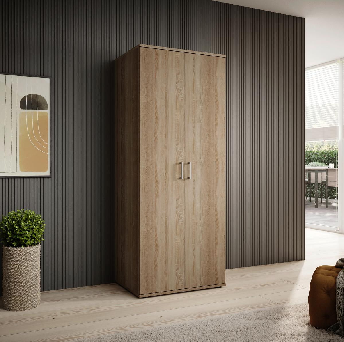 Kleiderschrank Olli Ii Sonoma Eiche Dekor, B: 80 Cm - Sonoma Eiche, KONVENTIONELL, Holzwerkstoff (80/196/54cm)