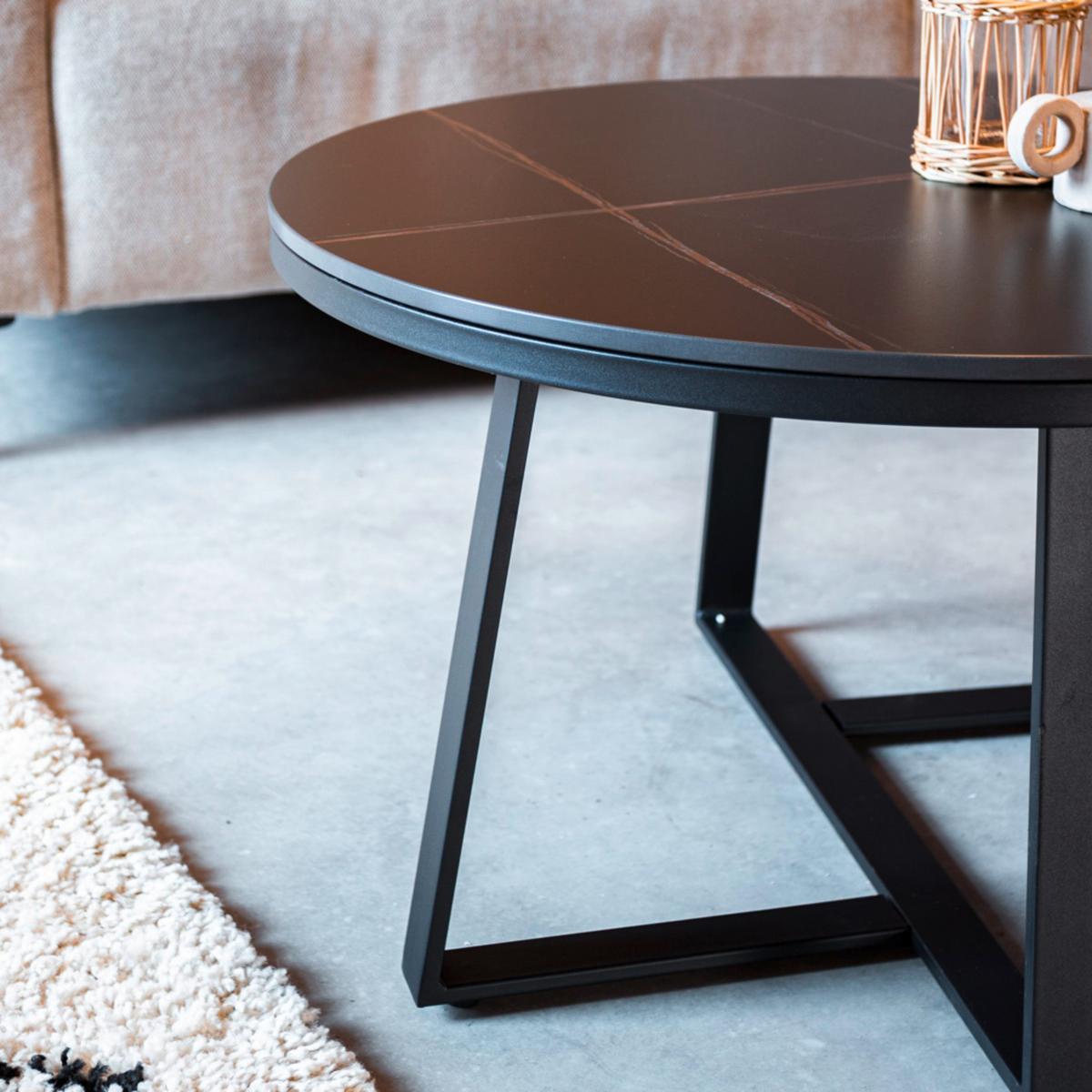 Couchtisch Pete Schwarz D: 69 Cm - Schwarz, MODERN, Stein/Metall (69/40cm) - MID.YOU