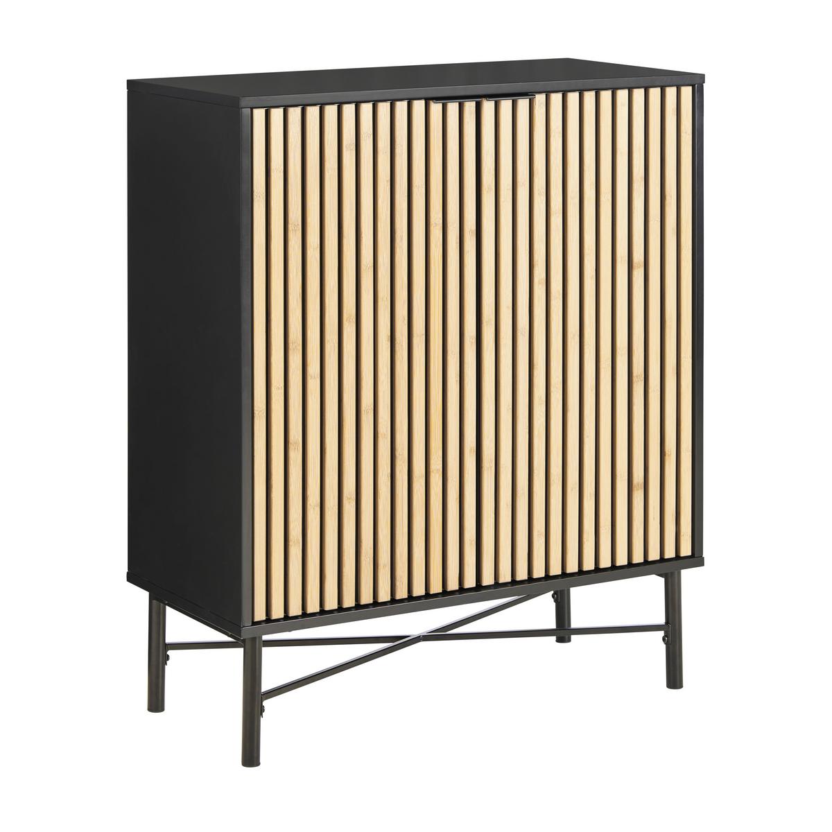 Komoda MADRID - černá/barvy dubu, Moderní, kov/dřevo (76/90/35cm) - Mömax