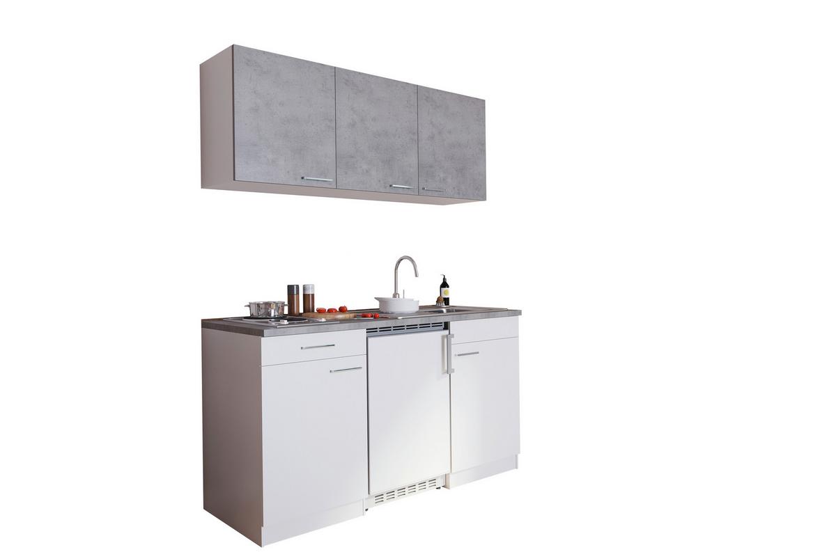 Miniküche Mit Kühlschrank Und Kochfeld B: 150 Cm Grau/weiß - Weiß/Grau, KONVENTIONELL, Holzwerkstoff (150cm) - Respekta