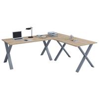 Sarokíróasztal Lona - Sonoma tölgy/ezüstszínű, Modern, faalapú anyag/fém (220/160/76cm) - MID.YOU