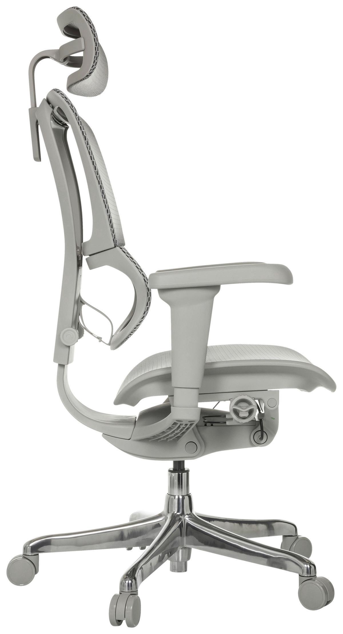 Drehstuhl Ergohuman Slim Ultra Grau B: 71 cm - Silberfarben/Grau, MODERN, Kunststoff/Textil (71/116 - 135/75cm) - MID.YOU