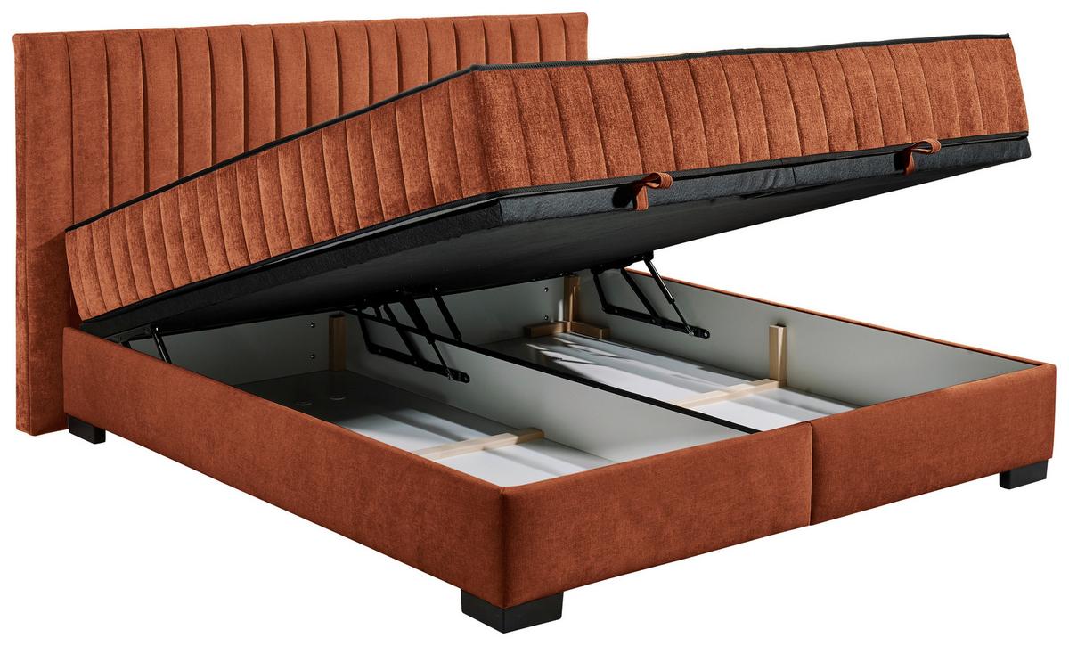 Boxbett Nagol C - Cognac/Schwarz, MODERN, Holzwerkstoff/Textil (180/200cm) - MID.YOU