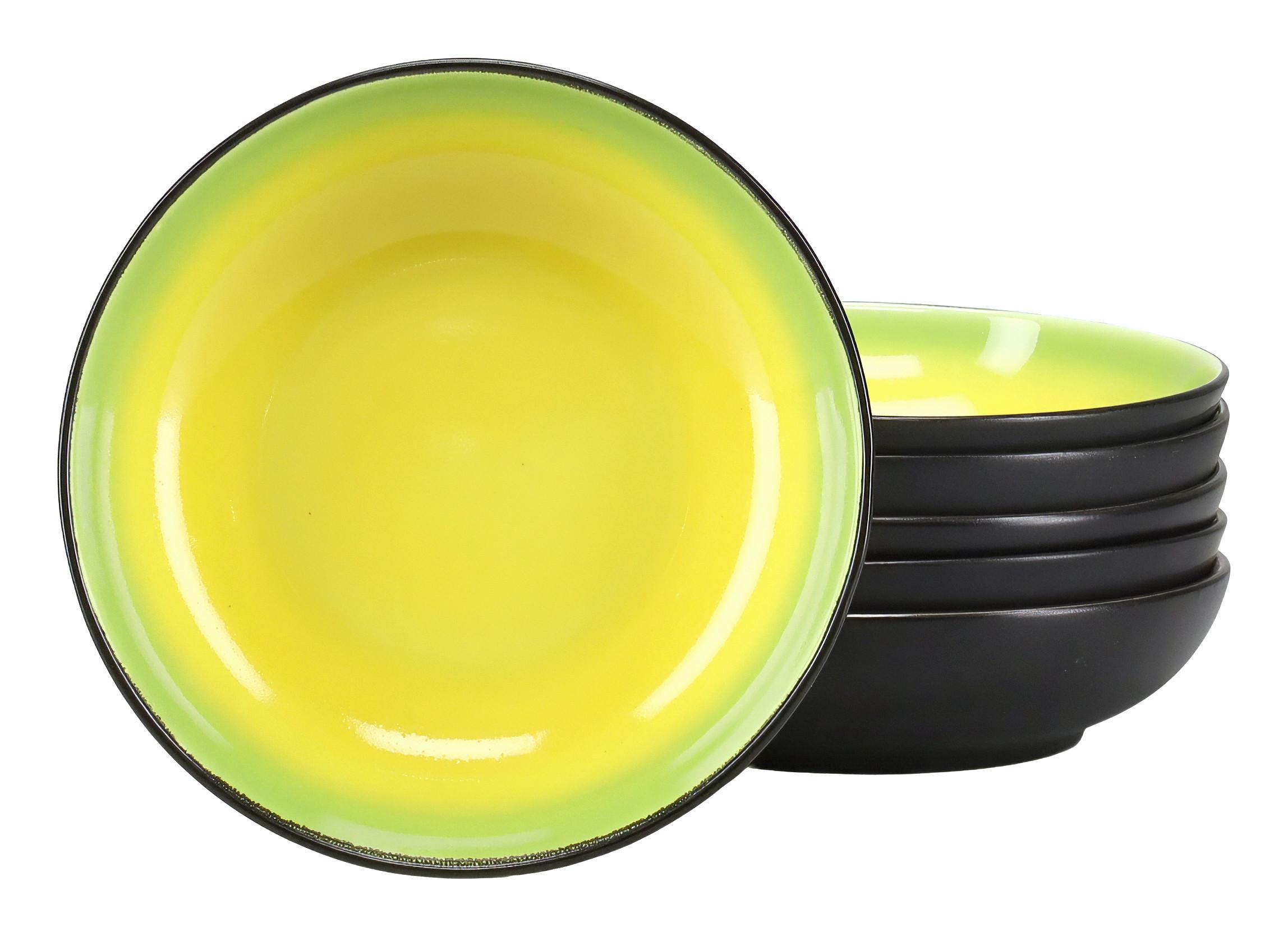 SADA HLBOKÝCH TANIEROV 24922 HOT GREEN SUPPENTELLER - čierna/zelená, Trend, keramika (22/5cm) - Creatable