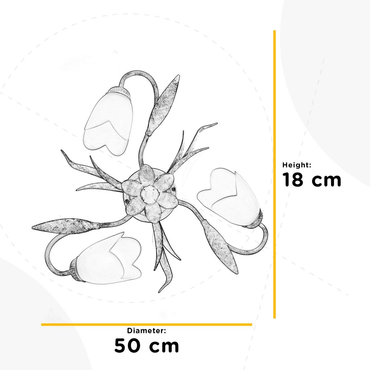 Deckenleuchte 4250/Pl3a - Weiß, KONVENTIONELL, Glas/Metall (50/18cm)
