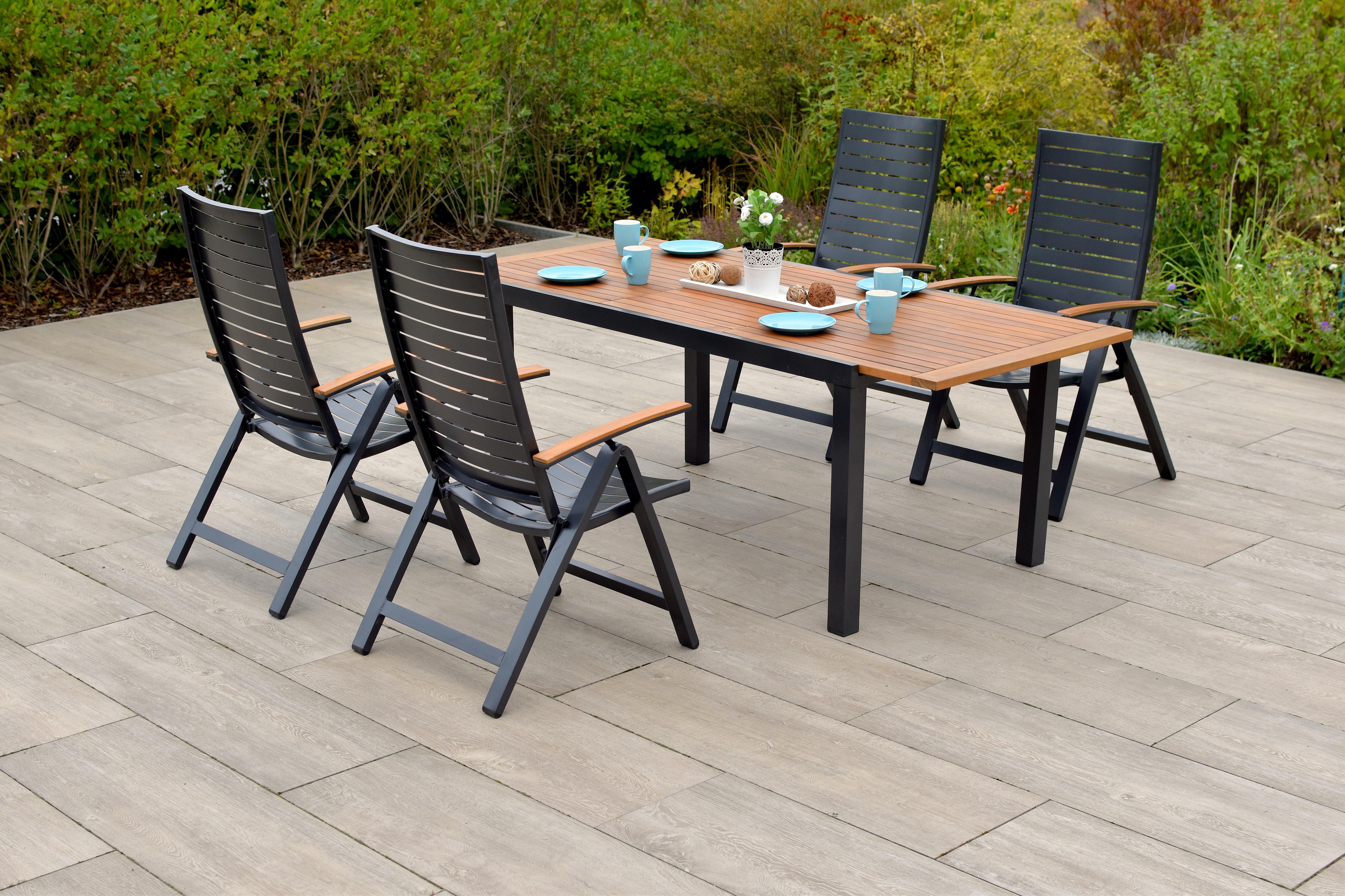 Gartenmöbel Set 5-Tlg Astros Aus Akazienholz/Metall - Graphitfarben/Naturfarben, MODERN, Holz/Metall - Gardenson