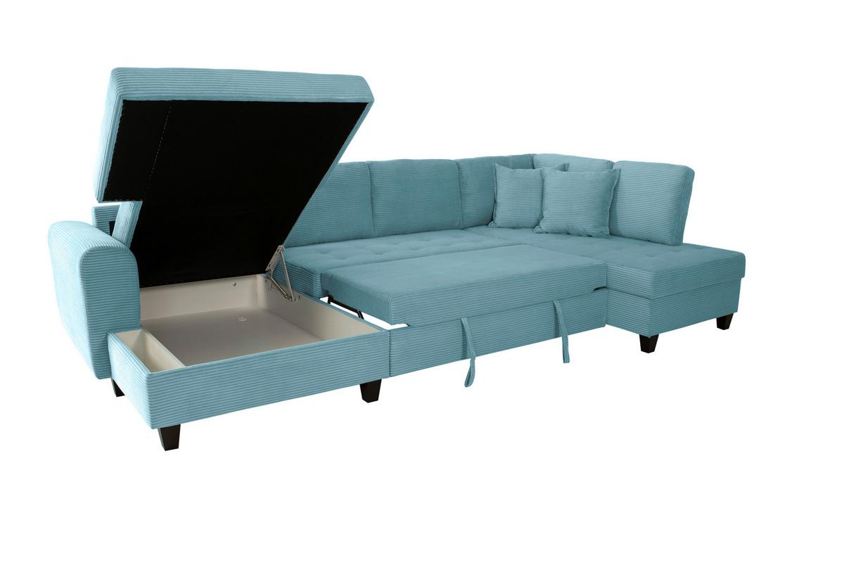 Wohnlandschaft Moritz Hellblau U-Form:155x324x178 Cm - Hellblau, Trend, Textil (155/324/178cm)