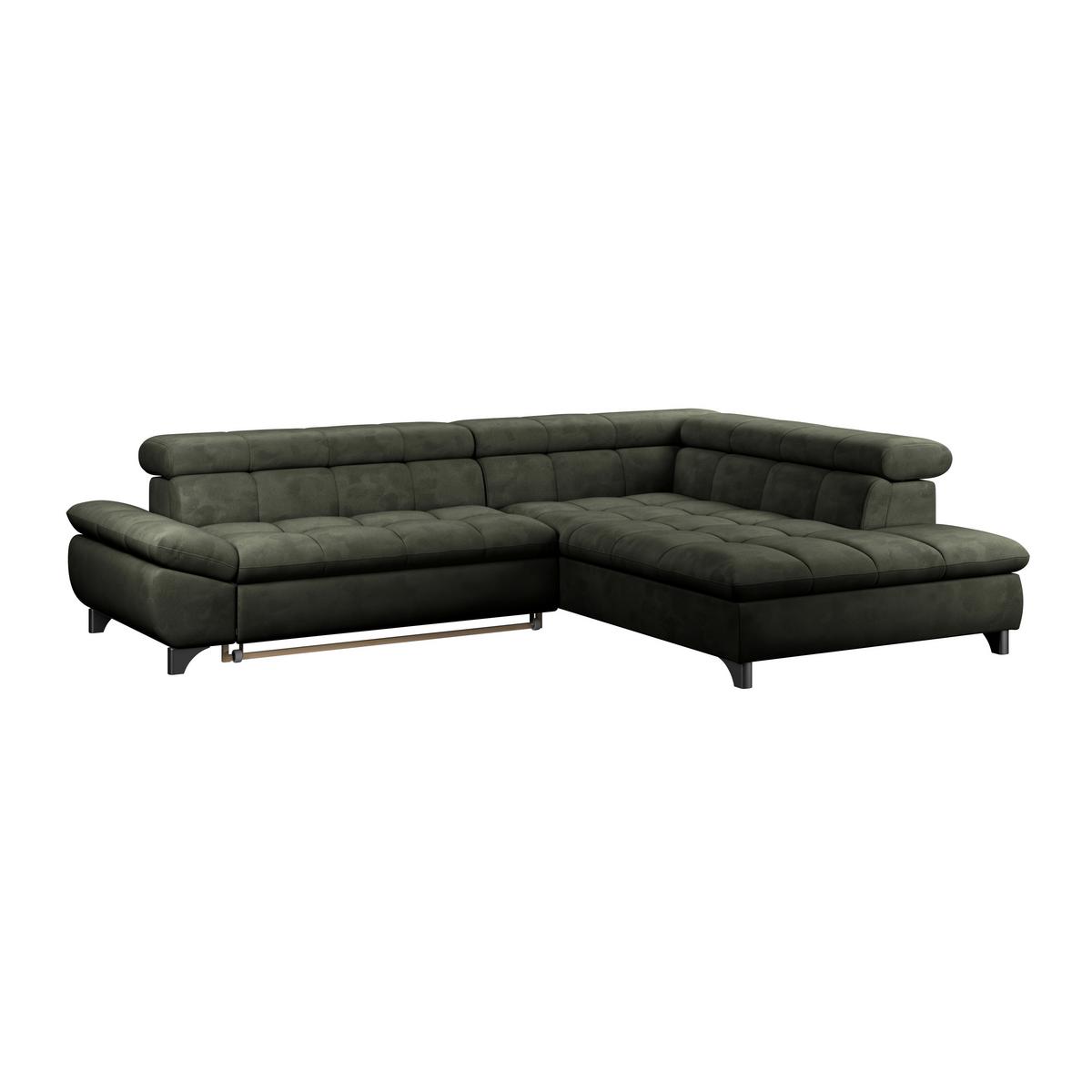 Ecksofa Gemini Waldgrün, B: 312cm - Chromfarben/Dunkelgrün, KONVENTIONELL, Textil (312/234cm)