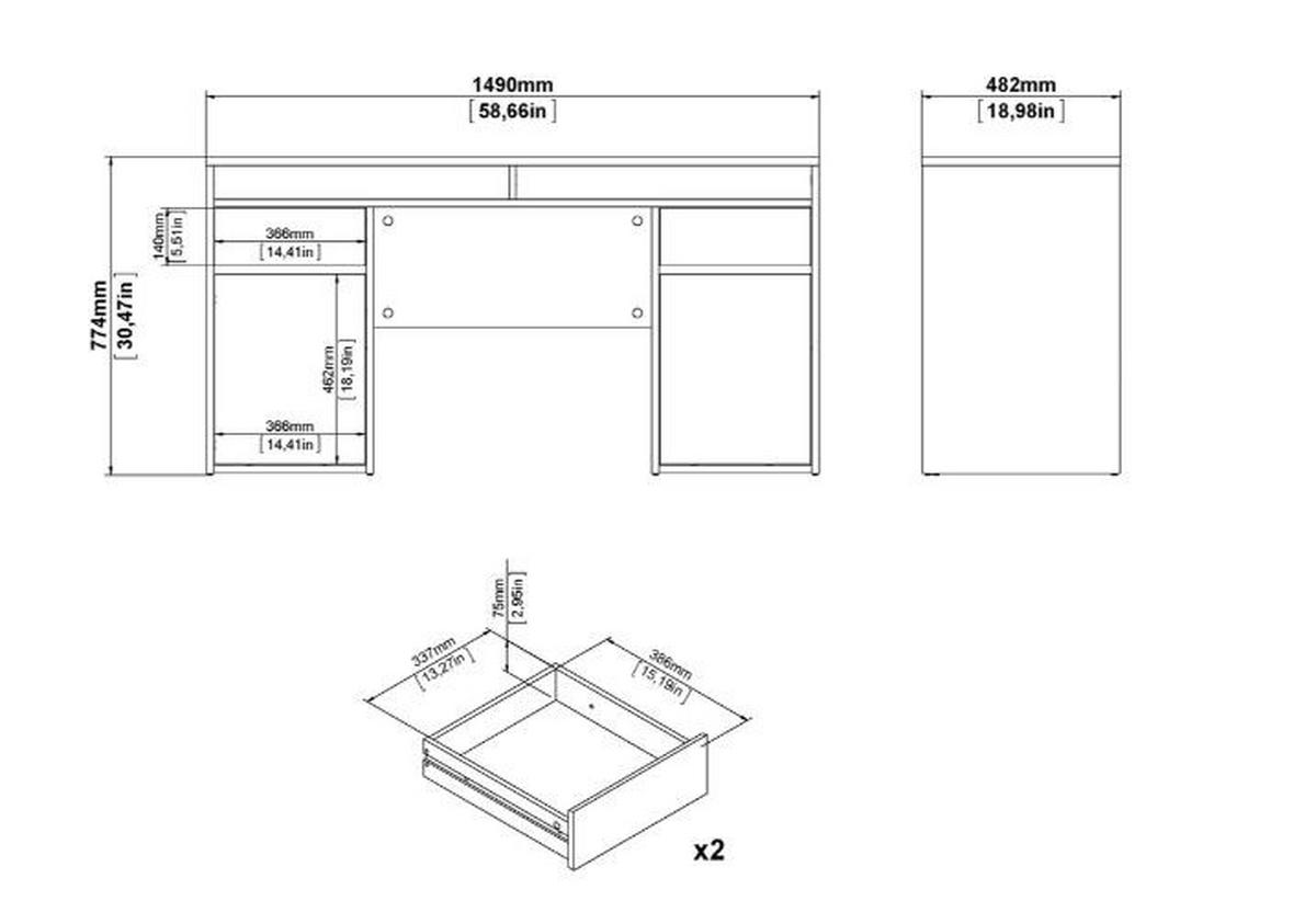 Schreibtisch Function Plus Eichefarben, L: 149 cm - Eichefarben, MODERN, Holzwerkstoff (149/48,2/156,2cm) - MID.YOU