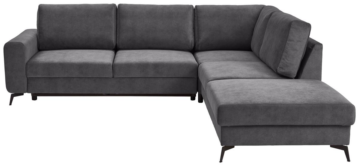 Sedací souprava ADESSO, pravá, tmavě šedá barva - černá/tmavě šedá, Konvenční, kov/textil (275/257cm) - MID.YOU