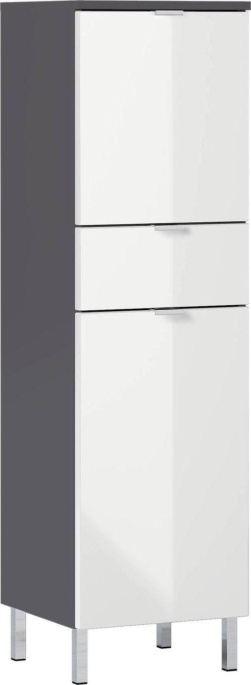 Midischrank Bad BxH 34x120 cm Graphitfarben/ Weiß - Chromfarben/Graphitfarben, KONVENTIONELL, Holzwerkstoff (34/120/34cm) - Germania