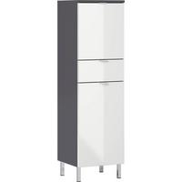 Midischrank Bad BxH 34x120 cm Graphitfarben/ Weiß - Chromfarben/Graphitfarben, KONVENTIONELL, Holzwerkstoff (34/120/34cm) - Germania