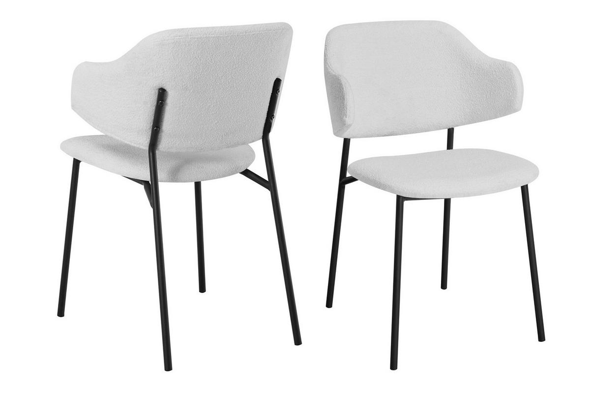 Armlehnstuhl-set Weiß B: 54cm 2-Teilig - Schwarz/Weiß, MODERN, Textil/Metall (54/83/59cm) - Livetastic