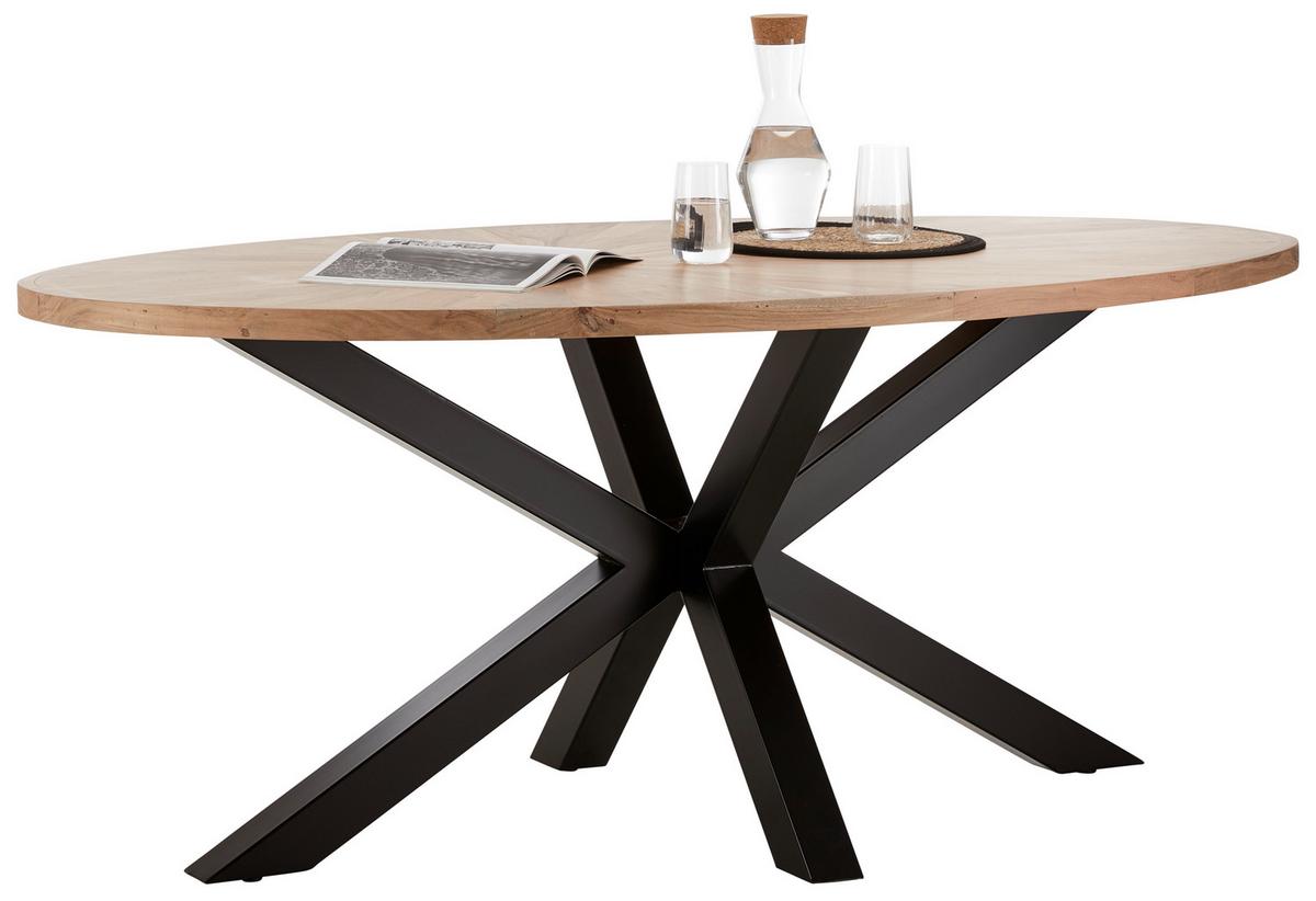 Jedálenský stôl ORBIT akácia masív 180x100cm - čierna/farba akácie, Design, kov/drevo (180/76/100cm) - Zandiara