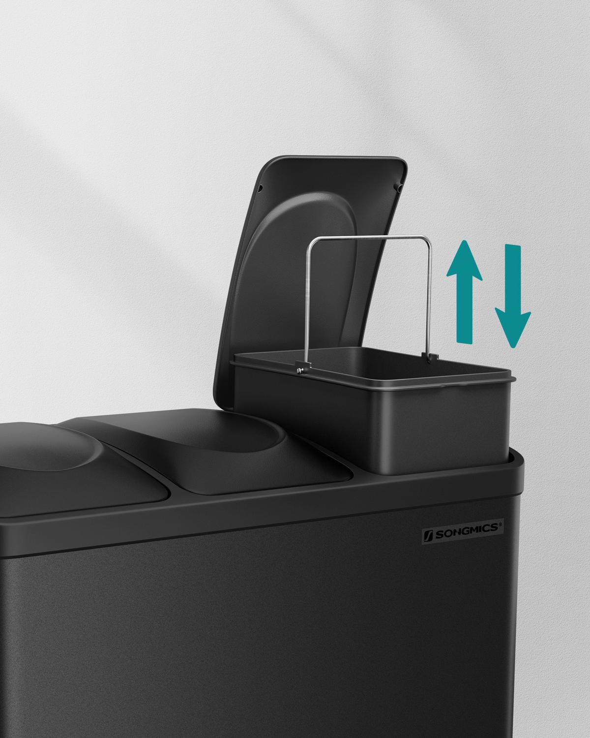 Abfallsammler Metall, B/Ht/:ca.60x48x40cm - Schwarz, Basics, Kunststoff/Metall (60,5/48,5/40,5cm)