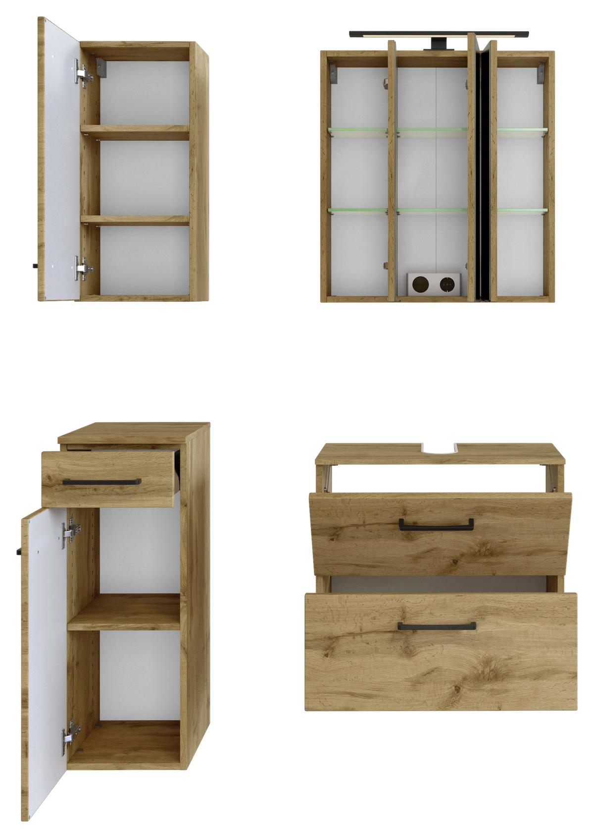 Badmöbel-Set Manchester B: 90 cm Eiche Wotan Dekor - Eichefarben, MODERN, Holzwerkstoff (90cm) - Held