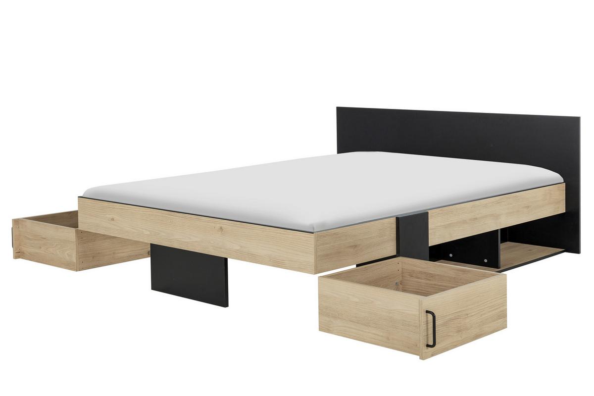 Stauraumbett Swivel 180x200 cm - Kastanienfarben/Schwarz, Basics, Holzwerkstoff (180/200cm)