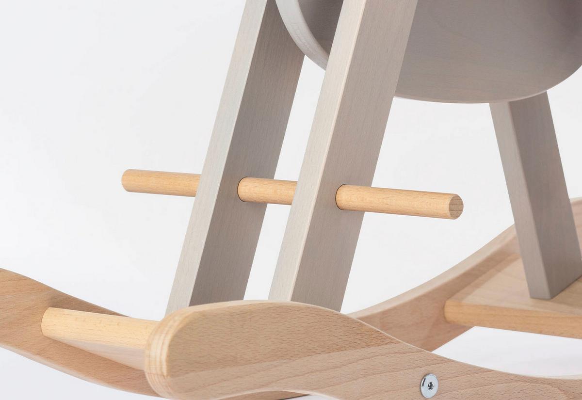 Schaukelpferd Pinolino mit Ring - Hellgrau/Naturfarben, Basics, Holz (86/31/58cm) - Pinolino