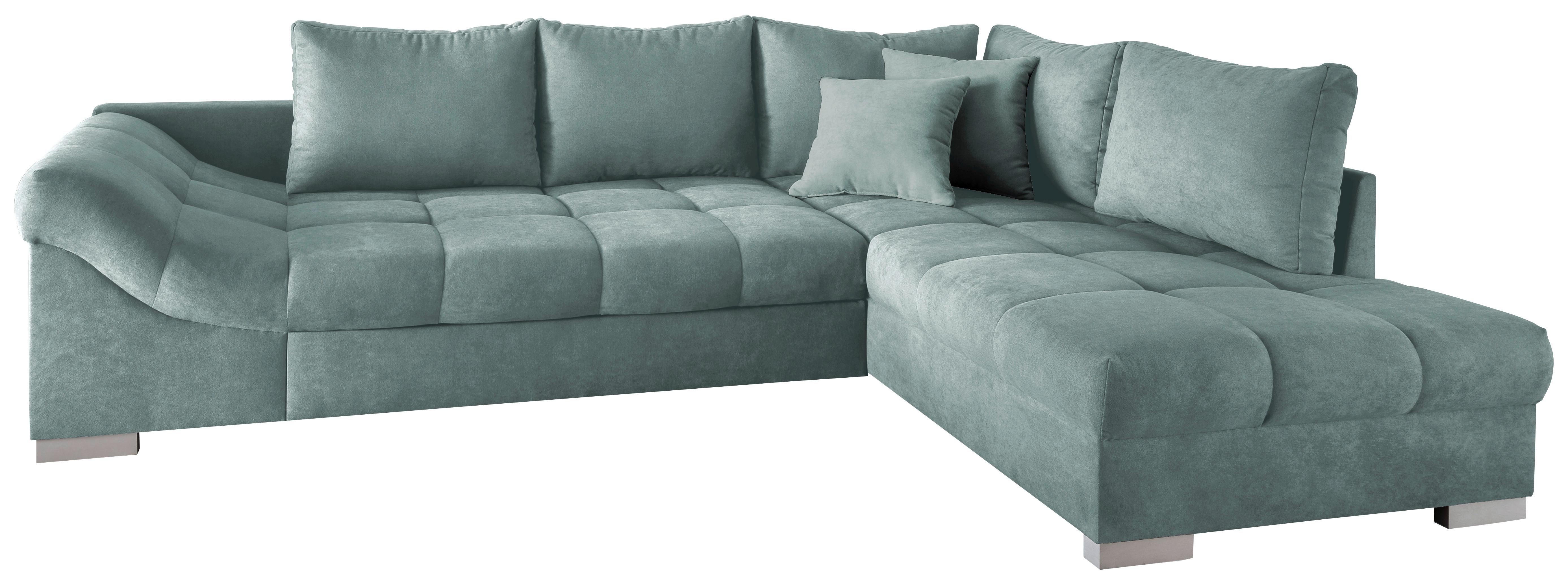 Eckschlafsofa Alvito Mintgrün S: 298/202 cm - Silberfarben/Mintgrün, Design, Textil (298/202cm) - MID.YOU