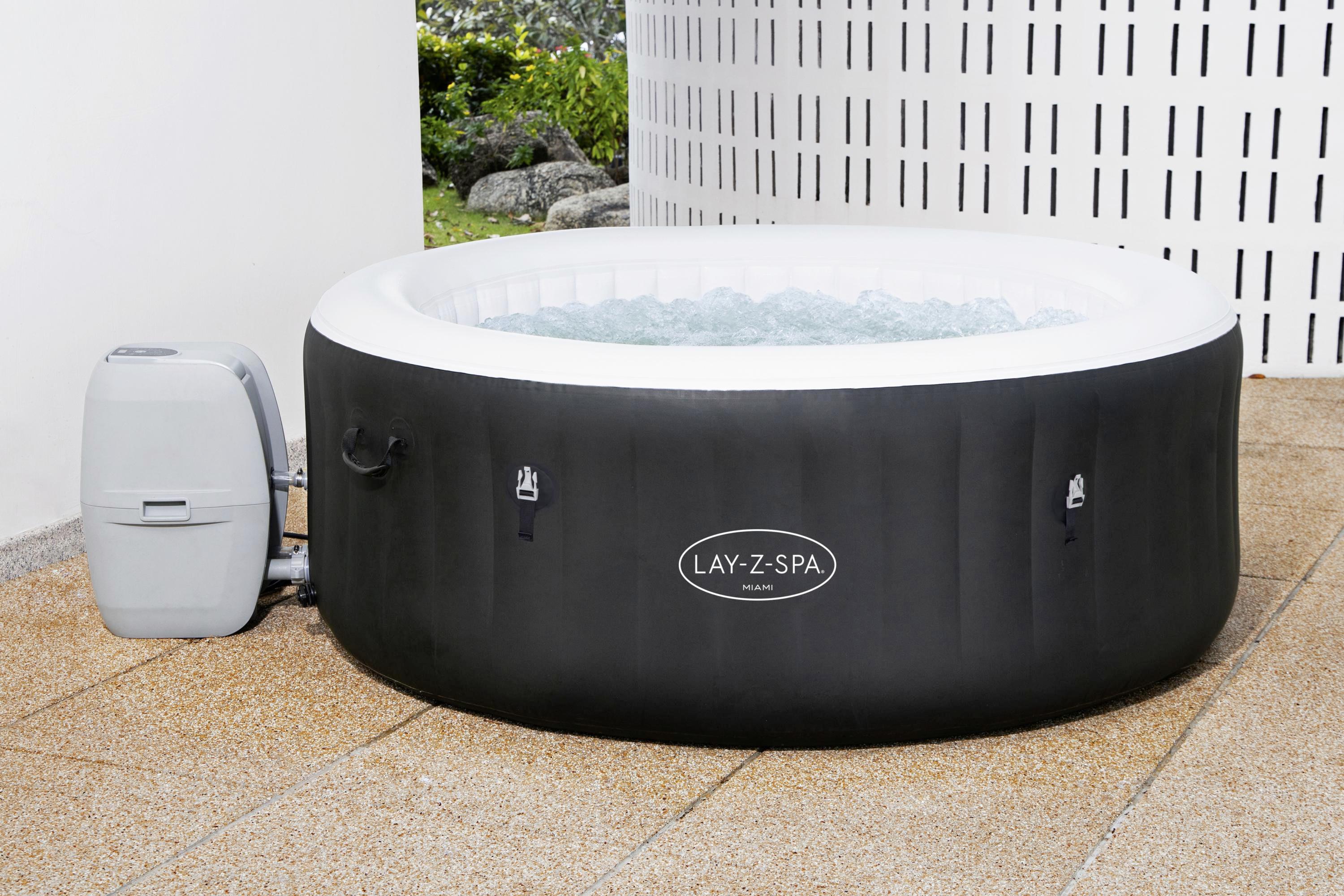 Whirlpool Aufblasbar Lay-Z-Spa Miami Ø 180 X H 66 cm - Schwarz/Weiß, KONVENTIONELL, Kunststoff (180/66cm) - Bestway