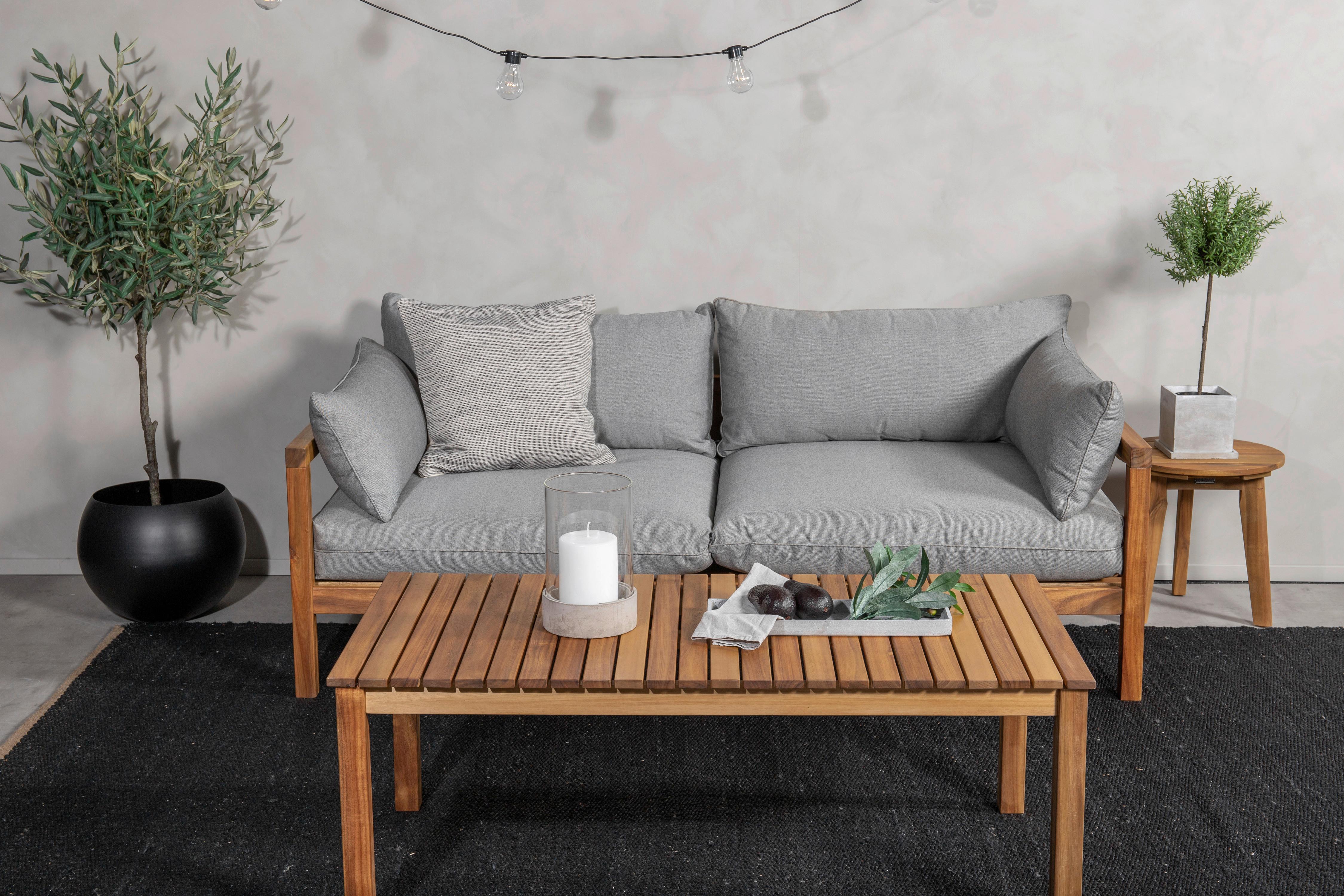 Loungesofa Marion - Grau/Akaziefarben, KONVENTIONELL, Holz/Textil (185/56/92cm) - Gardenson