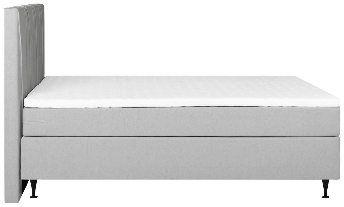 Boxspringbett Wels 140x200 cm D.grau inkl. Topper - Dunkelgrau/Schwarz, MODERN, Textil (140/200cm) - MID.YOU