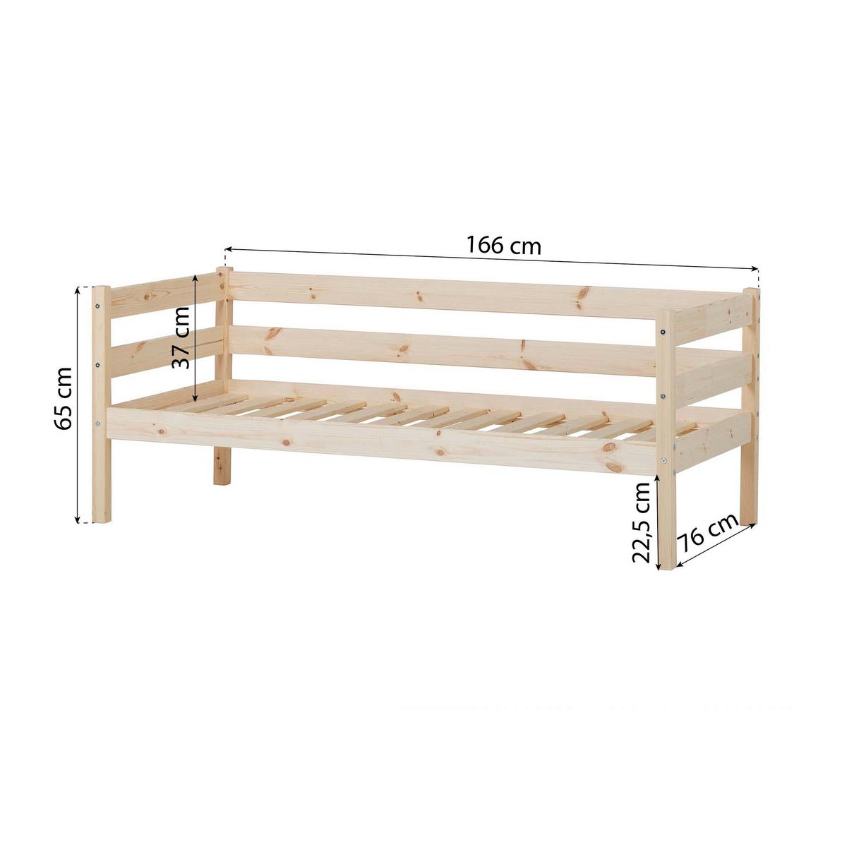 Kinder-/Juniorbett Comfort Vollmassiv, Lf: 70x160 C - Naturfarben/Kieferfarben, MODERN, Holz (70/160cm) - MID.YOU