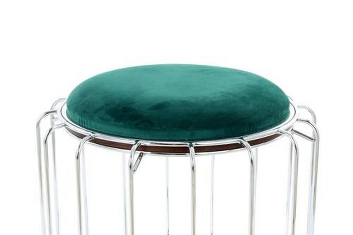 Beistelltisch/Pouf 2 in 1 Comfortable Silber/Dunkelgrün - Dunkelgrün/Silberfarben, Basics, Glas/Holzwerkstoff (50/50/45cm) - Kayoom