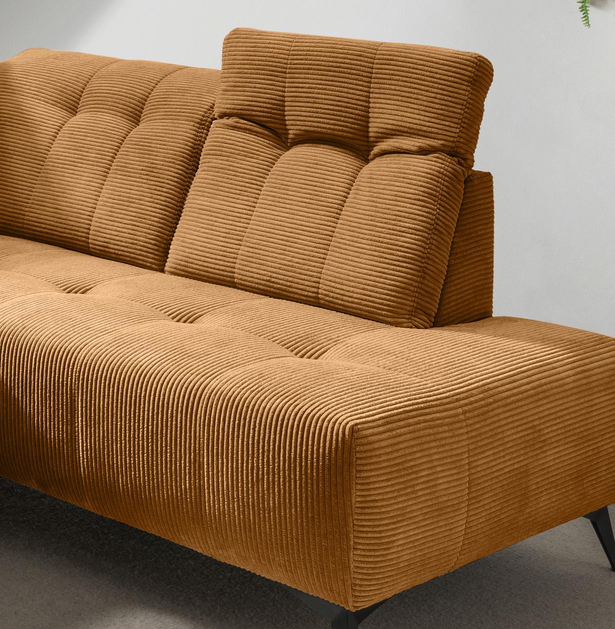 Ecksofa Fiore Goldfarben S: 272x200 cm - Goldfarben/Schwarz, MODERN, Textil (272/200cm) - Livetastic