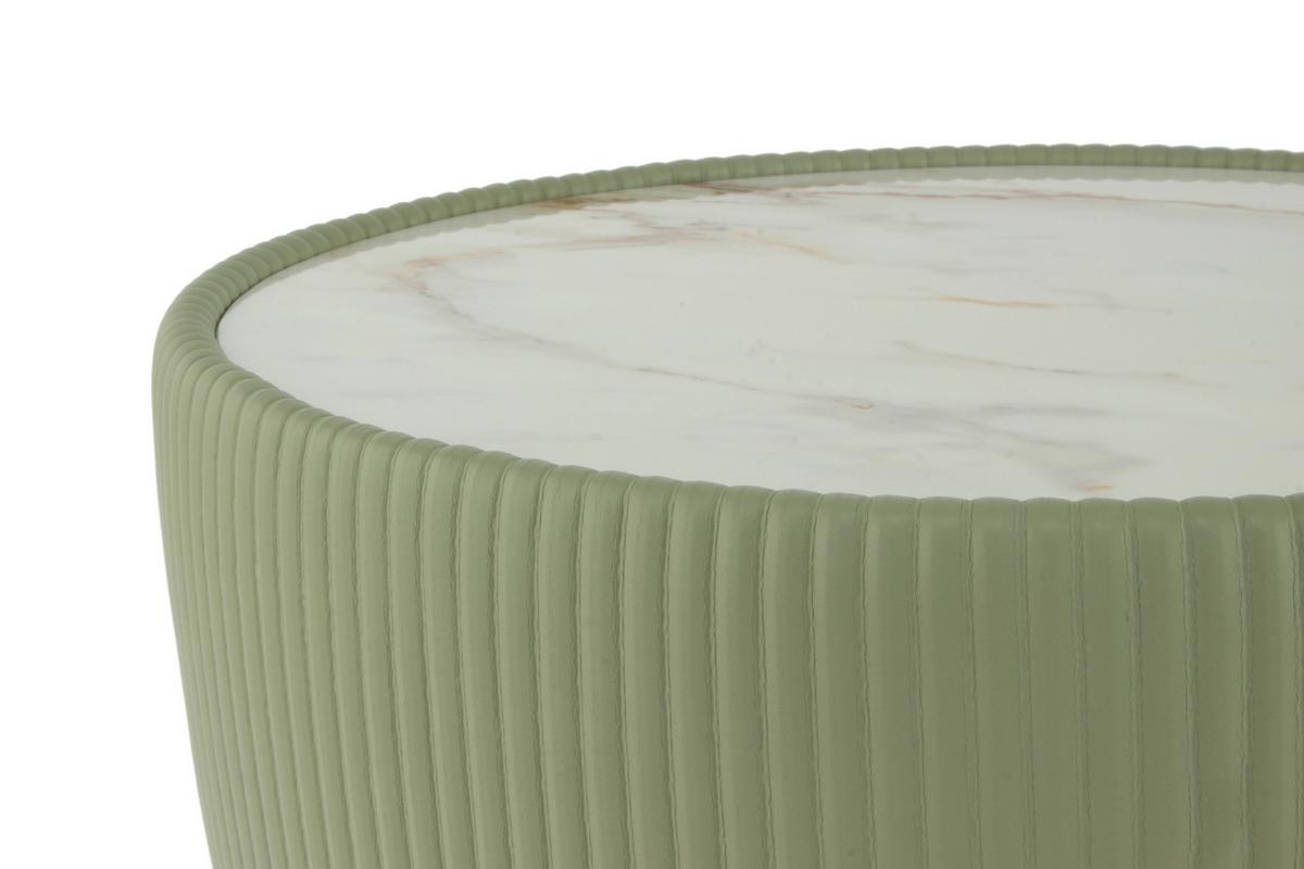 Beistelltisch Jokai 125 Grün - Goldfarben/Grün, Design, Textil/Stein (47/47/45cm) - Kayoom