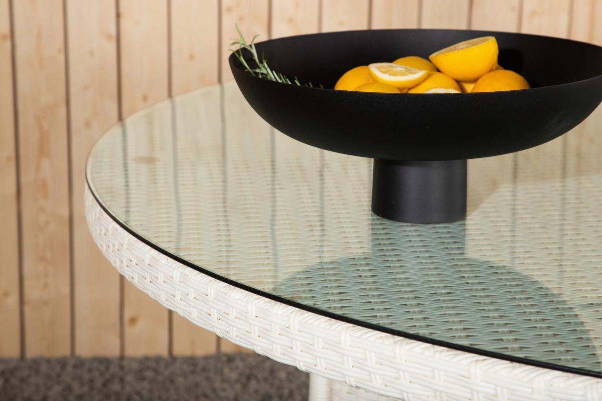 Gartentisch Volta - Weiß, KONVENTIONELL, Glas/Kunststoff (150/150/74cm) - Gardenson