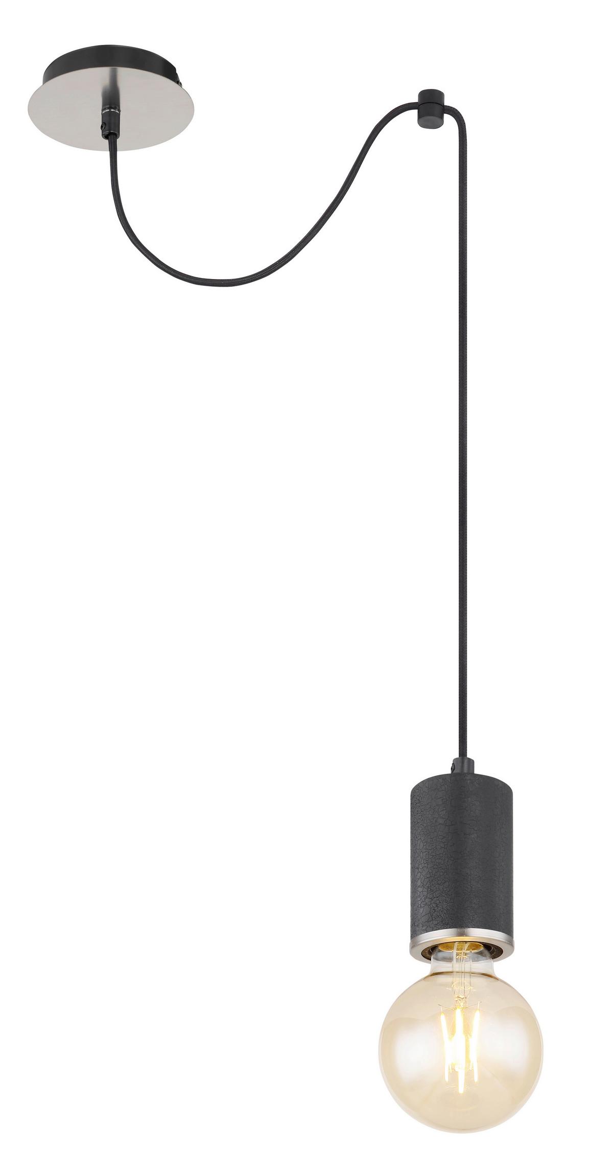 Hängeleuchte H: 160 Cm 1-Flammig, Holz/ Metall - Schwarz, Basics, Holz/Metall (12/160cm) - Globo