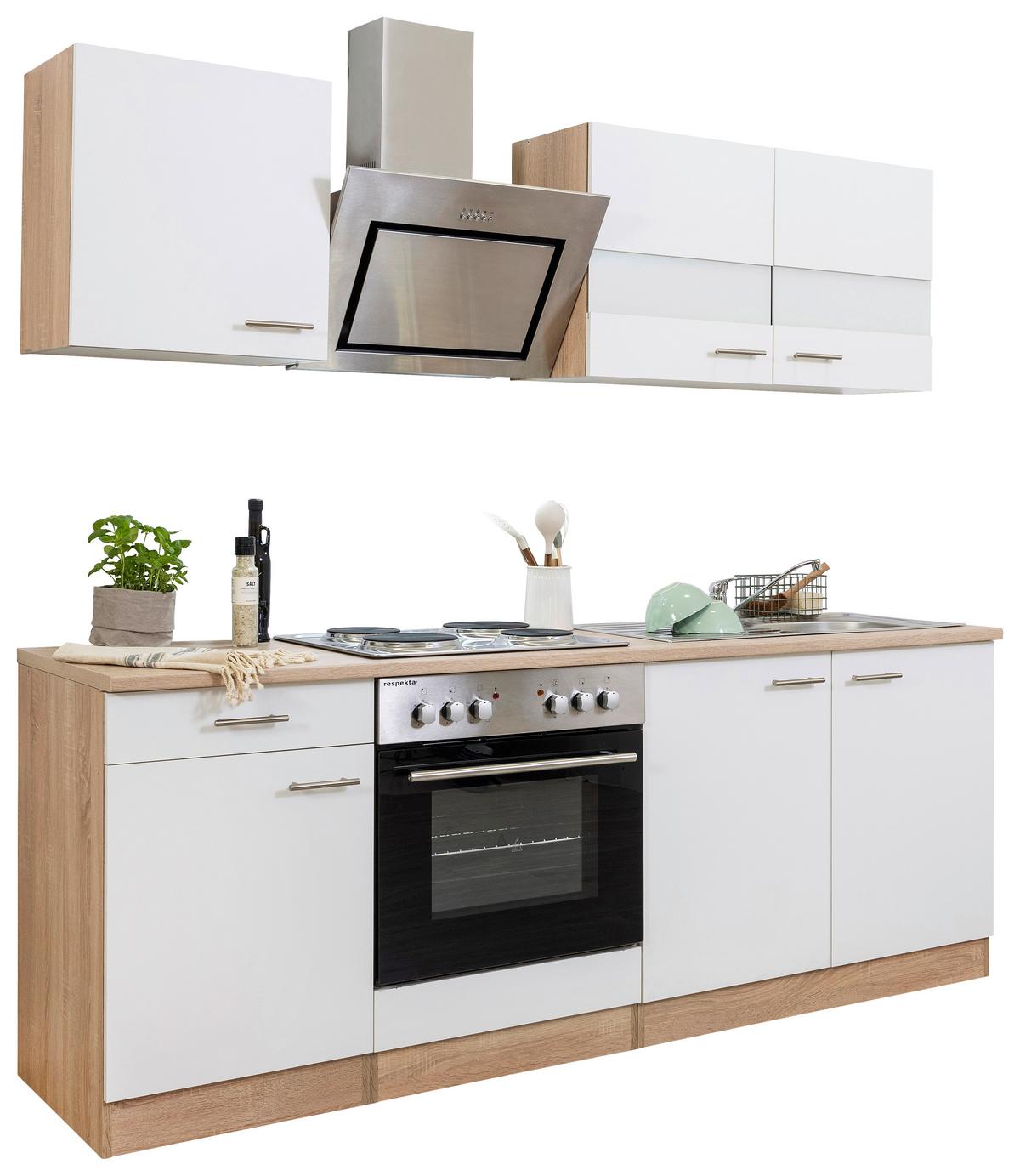 Küchenblock Merle Küchenblock 210 Cm - Eichefarben/Weiß, Basics, Holzwerkstoff (210cm) - Respekta