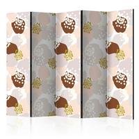 PARAVENT Braun Weiß B: 225 cm - Braun/Weiß, Basics, Holz/Textil (225/172/3cm) - artgeist