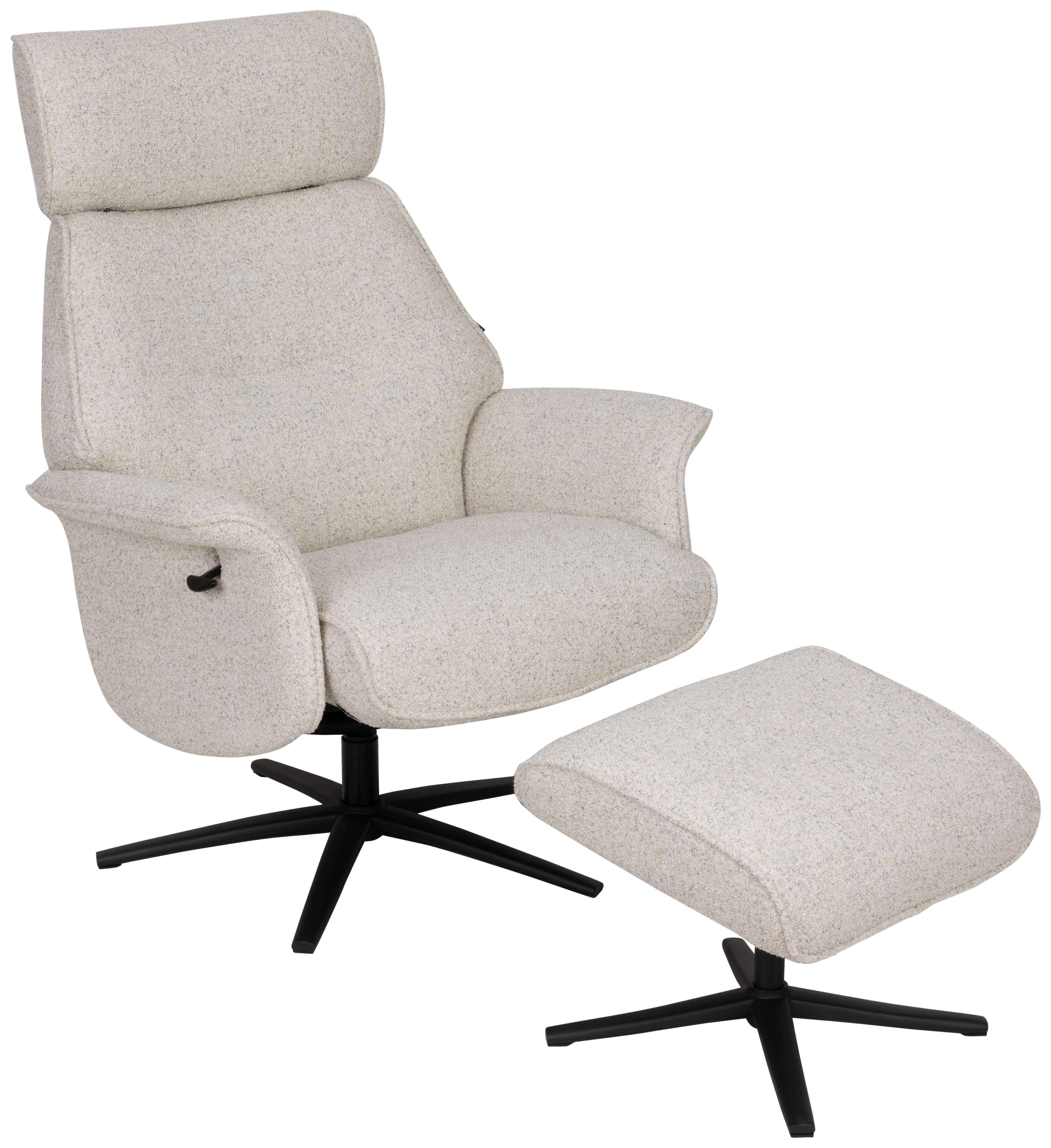 Relaxsesselset Mellow Beige B: 77 cm - Creme/Schwarz, Design, Holz/Textil (77/108/81cm) - Livetastic