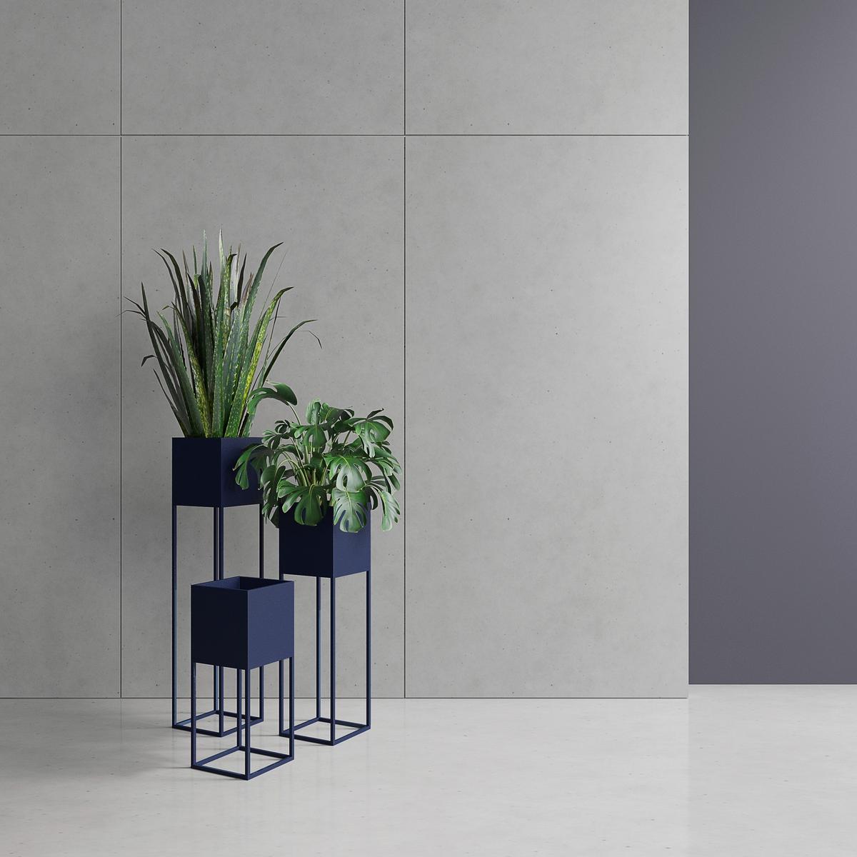 Blumenständer Metall Dunkel- Blau Bxhxt: 19x67x19 Cm - Dunkelblau, Basics, Metall (19/67/19cm)