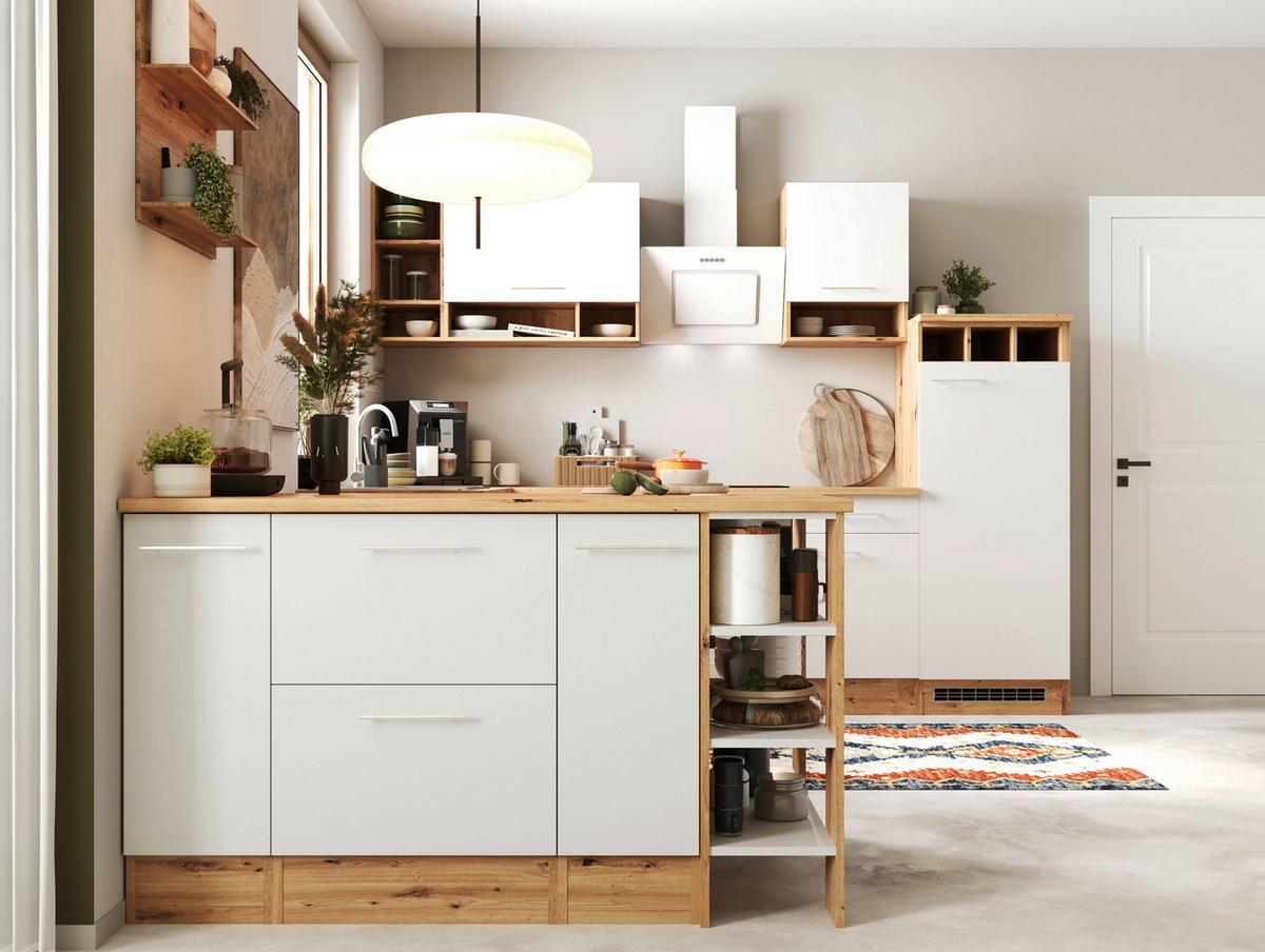 Eckküche Hilde Winkelküche 280 Cm - Wildeiche/Weiß, Design, Holzwerkstoff (280/172cm) - Respekta