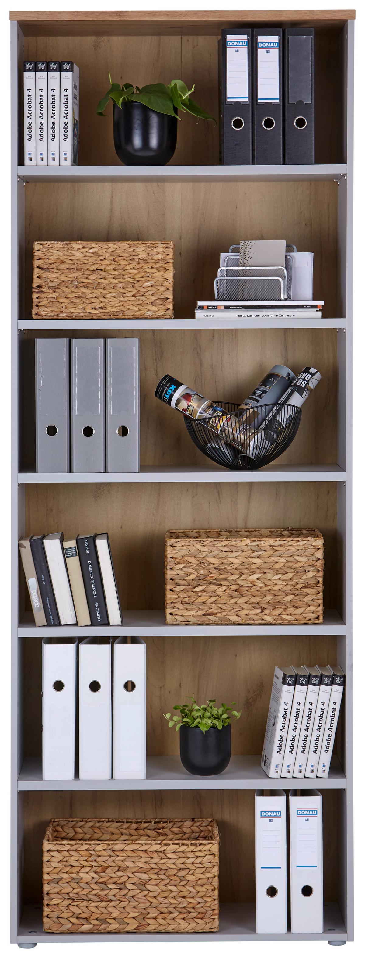 Aktenregal Kontor K2 Eiche Dekor Grau B: 80 cm - Eichefarben/Grau, MODERN, Holzwerkstoff (80/220/38cm)