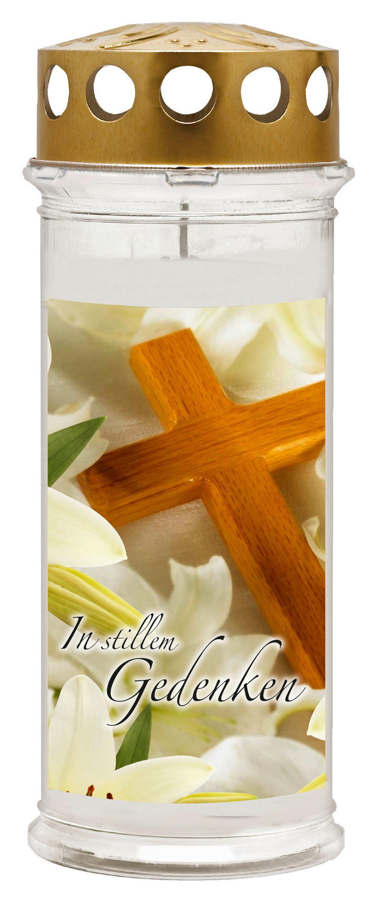 Grabkerze Ambrosius Weiß D/H: 7,5/21 cm - Weiß, Basics, Kunststoff (7,5/21cm)