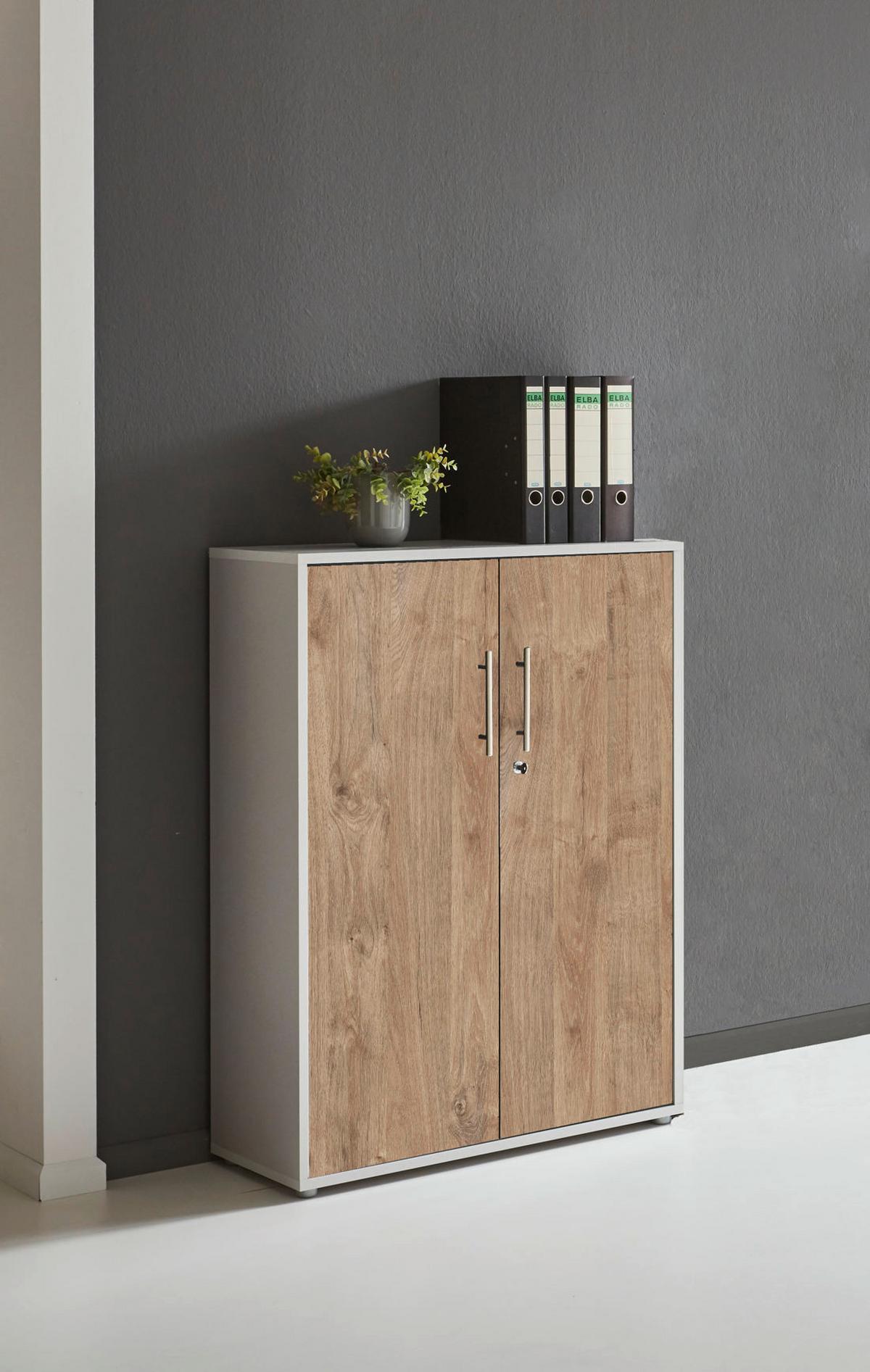 Aktenschrank Office Edition Grau, Eiche Dekor B: 84,4cm - Eichefarben/Grau, MODERN, Holzwerkstoff (84,4/113,6/33cm) - MID.YOU