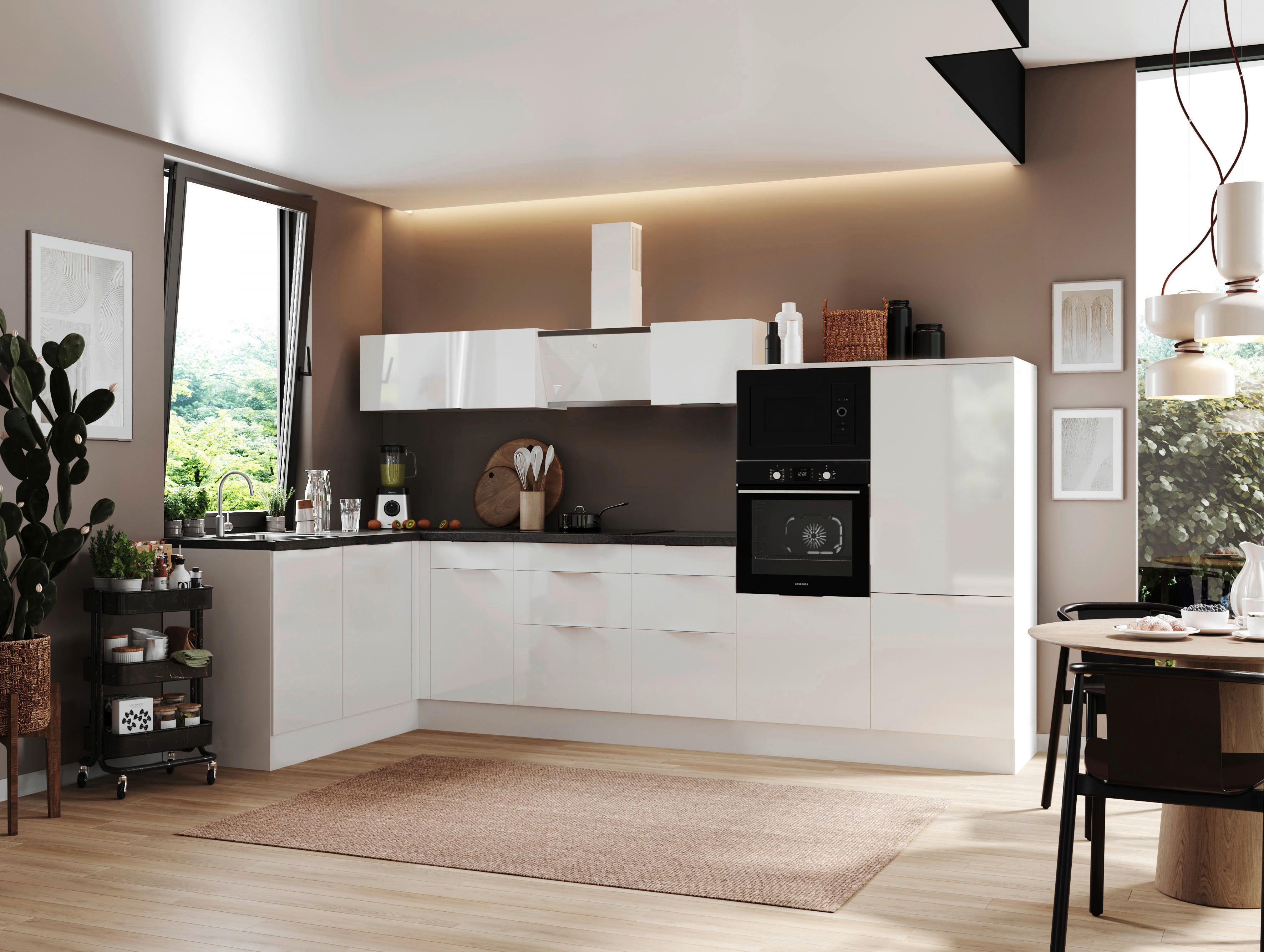 Eckküche Elisabeth - Weiß Hochglanz/Weiß, LIFESTYLE, Holzwerkstoff (175/340cm) - Respekta