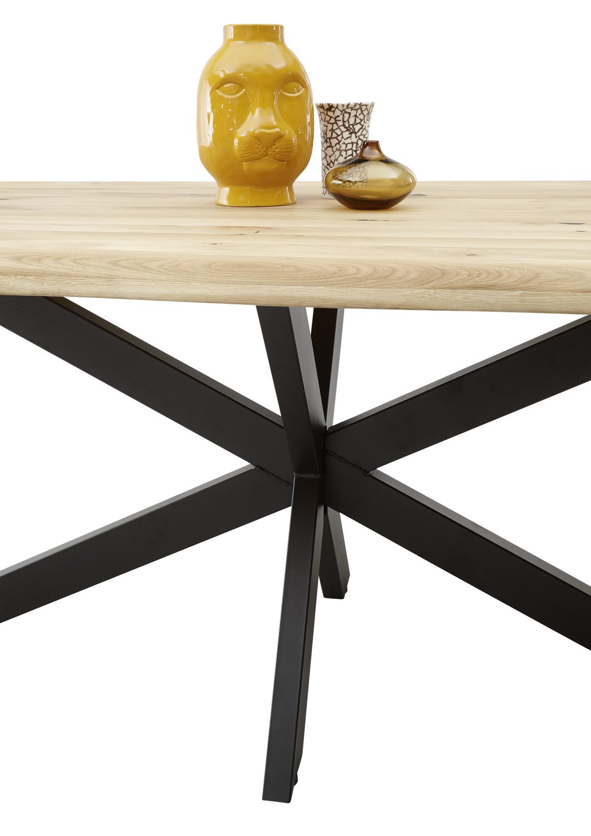 Esstisch Tom - Eichefarben/Schwarz, KONVENTIONELL, Holz/Metall (200/100/76cm) - Livetastic