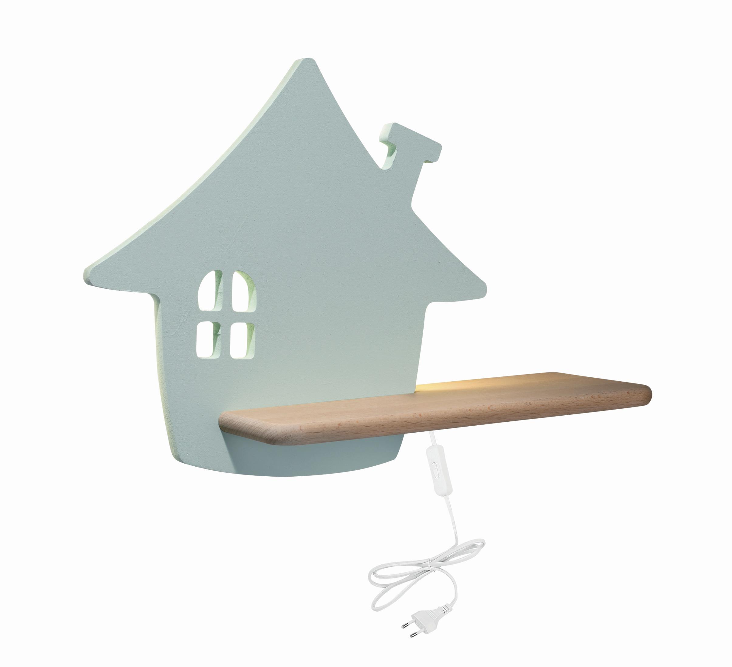 Kinderwandleuchte 21-85214 House - Mintgrün, Basics, Holz/Holzwerkstoff (35/12/26cm)