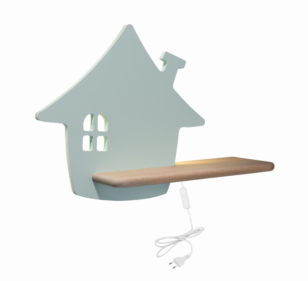 Kinderwandleuchte 21-85214 House - Mintgrün, Basics, Holz/Holzwerkstoff (35/12/26cm)