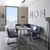 Eckbank Dunkelblau Leinenoptik Tampa 150x190 cm - Schwarz/Dunkelblau, MODERN, Textil/Metall (150/190cm) - MID.YOU